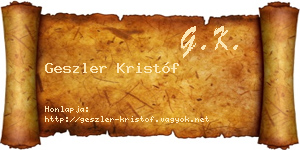Geszler Kristóf névjegykártya